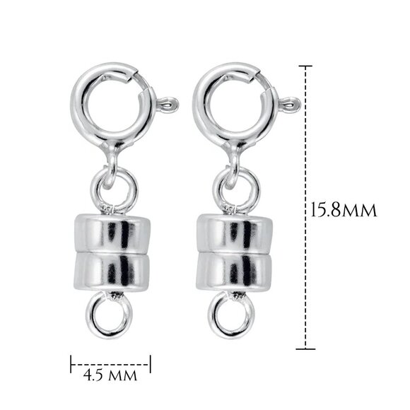 Magnetic Necklace Clasp Set Silver | 2 Pack | Easy On Off | Boutique New - Picture 6 of 13